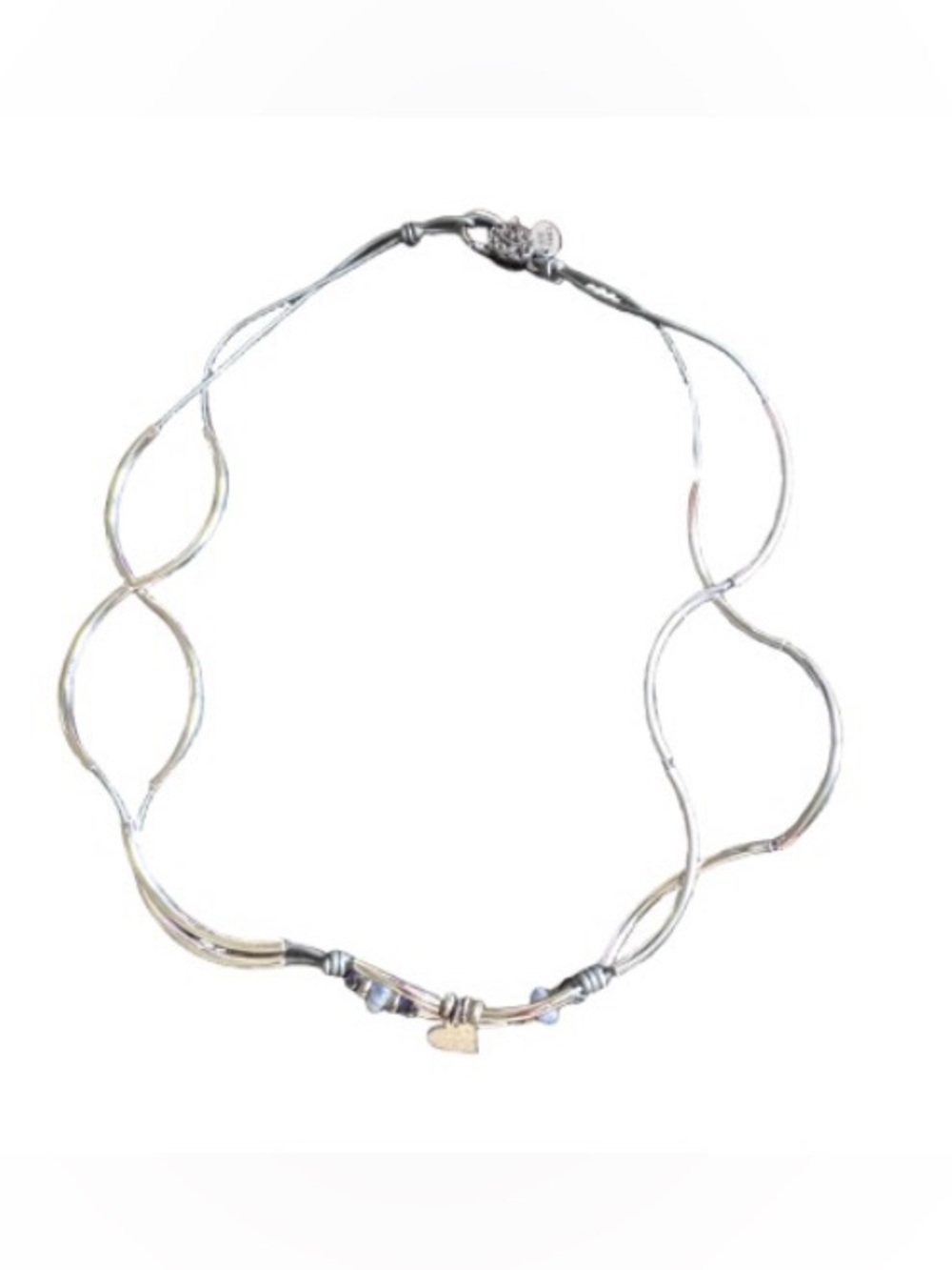 Lizzy James Silver Wavy Heart Pendant Necklace convertible to bracelet
